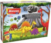 HEROES 3D DİNAZOR SET 6 RENKLİ OYUN HAMURU ERN-568 - 1