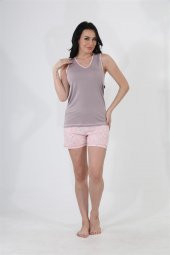 etoile Kadın Kolsuz Bambu Şort Takımı S - 5XL Arası  Vizon 2XL - 1