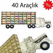 Ahşap Hobi Araba Rafı, hotwheels, Akçaagaç, 40 araç - 1