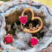 925 Ayar Love Yazılı Kalp Kolye Küpe Seti Sevgiliye Hediye - 1