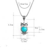 Firuze Taşlı Metal Baykuş Kolye - 2