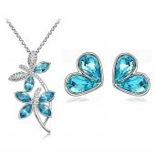 Kristal Taşlı Yusufcuk Bayan Kolye Küpe set - 1