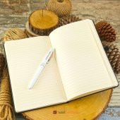 İsme Özel Termo Deri Defter Gri + İsme Özel Kalem Seti - 2
