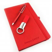 İsme Kişiye Özel Kırmızı Defter Kalem Anahtarlık Seti - 1