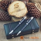 Steel Pen İsme Özel 2 li Desenli Metal Kalem Seti - 1