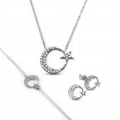 925 Ayar Gümüş Ayyıldız Kolye & Küpe & Bileklik Set - 1