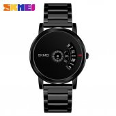 Skmei Siyah Metal Kordonlu Saat Erkek Kol Saati + İsme Özel Kalem Hediyeli - 2