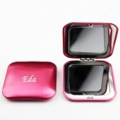 İsme Kişiye Özel İnce Tasarım Kapaklı Pembe Bayan Cep Aynası - 1