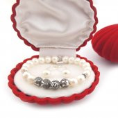 İsme Kişiye Özel 925 Ayar Gümüş Gerçek İnci Bileklik Küpe Seti - 2