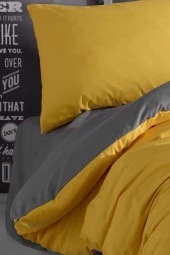 Yellow&Grey Çift Kişilik %100 Pamuk Nevresim Takımı - 4