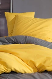 Yellow&Grey Çift Kişilik %100 Pamuk Nevresim Takımı - 5