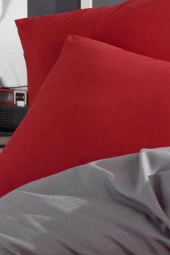 LadyModa Red&Grey Tek Kişilik %100 Pamuk Nevresim Takımı - 8