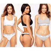 Calvin Klein Modern Cotton Bralette 3'lü Spor Bayan İç Giyim Set Calvin Klein Kadın Spor tanga boxer      BÜSTİYER - 1