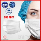CERRAHİ MASKE 3 KATLI TELLİ 200 ADET - 1