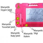 Kız Çocukların Eğitimi İçin Pembe Eğitici Manyetik Yazı Tahtası Şekiller ve Kalemli - 3