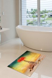 40x60 Dijital Kaymaz Tabanlı Vibes Desenli Banyo ve Kapı Paspası - 1
