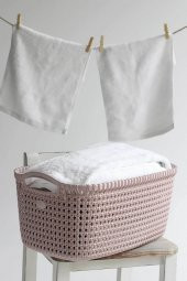 30 lt Çamaşır Sepeti ve 4,5 lt Deterjanlık Pembe Set - 2