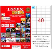 Tanex Lazer Etiket 100 YP 52x29 MM Laser-Copy-Inkjet TW-2040 - 1