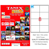 Tanex Lazer Etiket 100 YP 105x72 Laser-Copy-Inkjet TW-2408 - 1