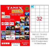 Tanex Lazer Etiket 100 YP 52.5x35 Laser-Copy-Inkjet TW-2032 - 1