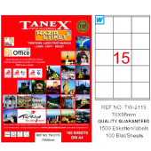 Tanex Lazer Etiket 100 YP 70x56 Laser-Copy-Inkjet TW-2115 - 1