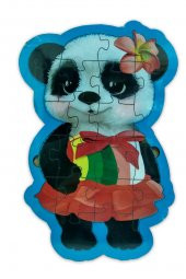 21 Parçalı Panda Şeklinde Ahşap Yapboz Puzzle - 1
