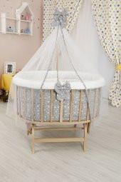 Bebekonfor Gri Yıldızlı Uyku Seti Ile Amedan Gold Sepet Beşik - 1