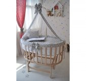 Bebekonfor Gri Yıldızlı Uyku Seti Ile Amedan Gold Sepet Beşik - 2