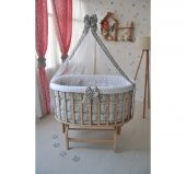 Bebekonfor Gri Yıldızlı Uyku Seti Ile Amedan Gold Sepet Beşik - 3