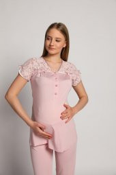 Bone Club 4905 Pembe Krinkel Sabahlıklı Lohusa 3 Lü Pijama Sabahlık - 3