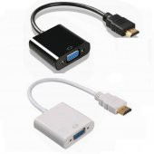 Hdmi To Vga Kablo Çevirici Dönüştürücü Görüntü Altın Uçlu-Full Hd - 1