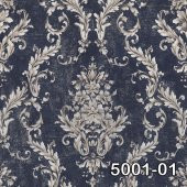 Retro 5001-01 Klasik Damask Desenli Duvar Kağıdı - 1