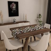 Dijital Baskılı Runner Yıkanabilir ve Silinebilir Kumaş Zigzag Üzüm Desenli - 1