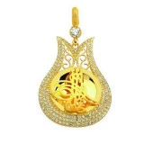 Tuğralı Lale Kolye Ucu 7.20 Gram 14 Ayar Altın - 1