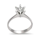 Beyaz Altın Tektaş Yüzük Altı Tırnaklı 3.40 Gram - 1