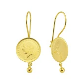 Ata Çeyrekli Damla Küpe 5,50 Gram 22 Ayar Altın - 1