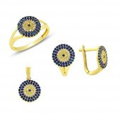 Sosyete gözlü üçlü set 5.75 Gram 14 Ayar Altın - 1