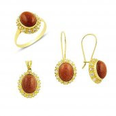 Akik taşlı set 9.00 Gram 14 Ayar Altın - 1