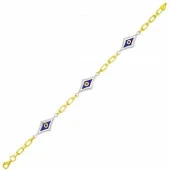 Beyaz Baklava Göz 14 Ayar Altın Bileklik - 1