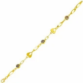 Kalpli Kuş Gözü 14 Ayar Altın Bileklik - 1