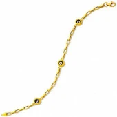 Yuvarlak Nazar Boncuklu 14 Ayar Altın Bileklik - 1