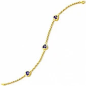 Kalp Şeklinde Boncuklu 14 Ayar Altın Bileklik - 1