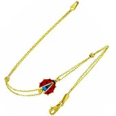 Kırmızı Uğur Böcekli 14 Ayar Bileklik - 1