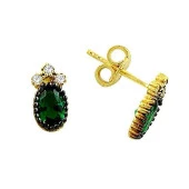 Küpe Zümrüt Damla 1,42 Gram 14 Ayar Altın - 1