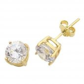 Küpe Tek Taş Köşeli 1,50 Gram 14 Ayar Altın - 1