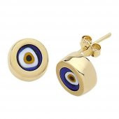 Küpe Nazarboncuğu Mineli 1,55 Gram 14 Ayar Altın - 1