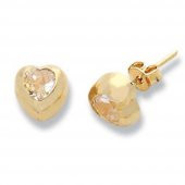 Küpe Tek Taş Kalp 1,05 Gram 14 Ayar Altın - 1