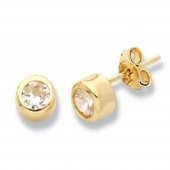 Küpe Tek Taş Oval 0,80 Gram 14 Ayar Altın - 1