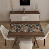 Dijital Baskılı Runner Yıkanabilir ve Silinebilir Kumaş Geometrik Desenli - 2