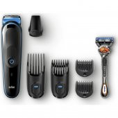 Braun MGK 5045 Erkek Bakım Kiti AutoSense Teknoloji Siyah&Mavi Kablosuz Islak&Kuru 7in1 Şekillendirici + Gillette Hediye - 1